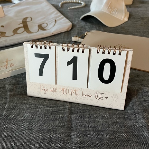 Bridal Bundle — Tote Bag, Hat, Slippers, Purse, Wedding Countdown, etc